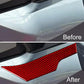 Red carbon-fiber side tunnel protection sticker installed on motorcycle fairing