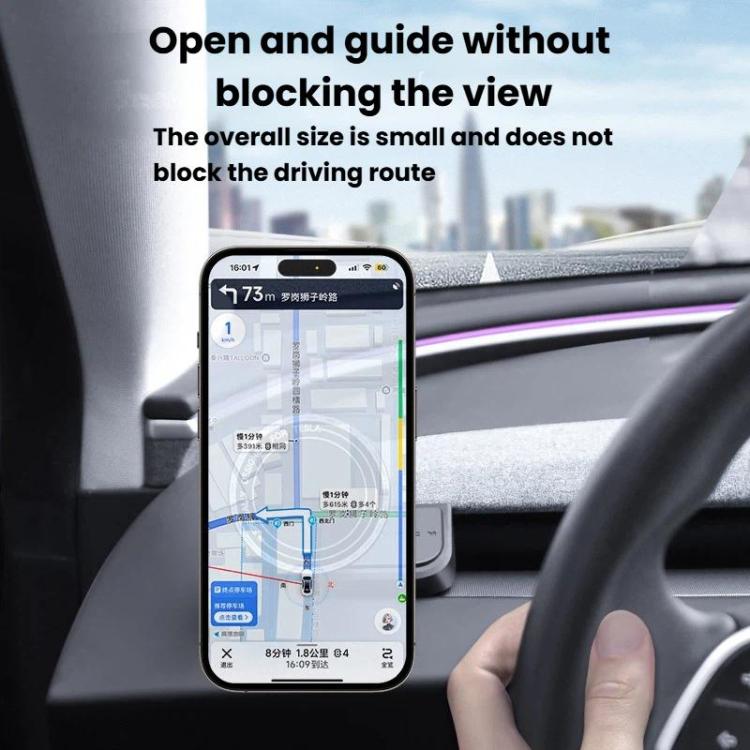 Magnetic dashboard phone holder with a smartphone in the mount