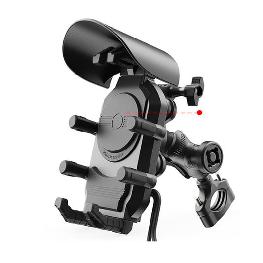 Wireless Charging Motorcycle Phone Holder with Sun Visor & Anti-Theft Lock 360-degree Rotation, Camera Compatible, Handbar Version, Mirror Version