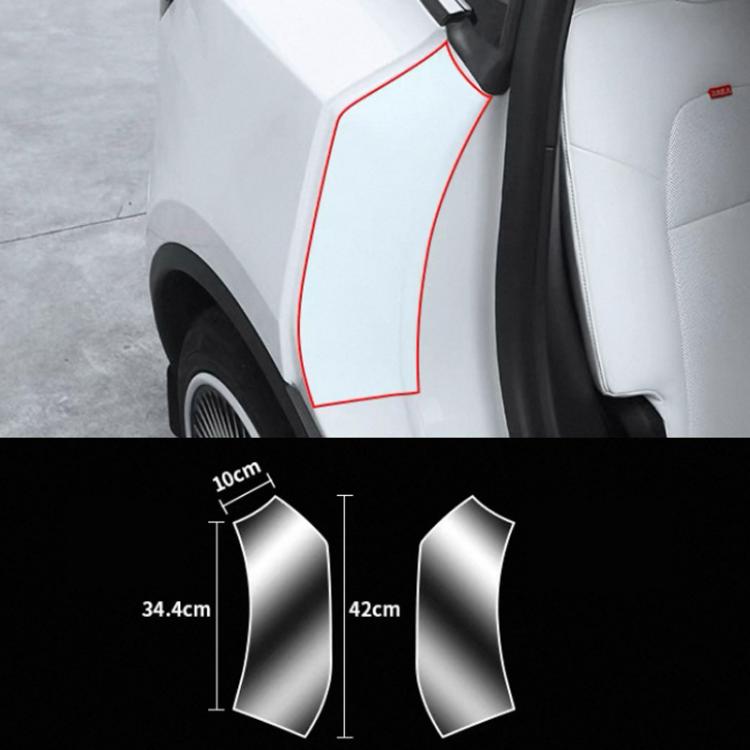 Clear anti-scratch protective film set for rear inner door, curved precut panels