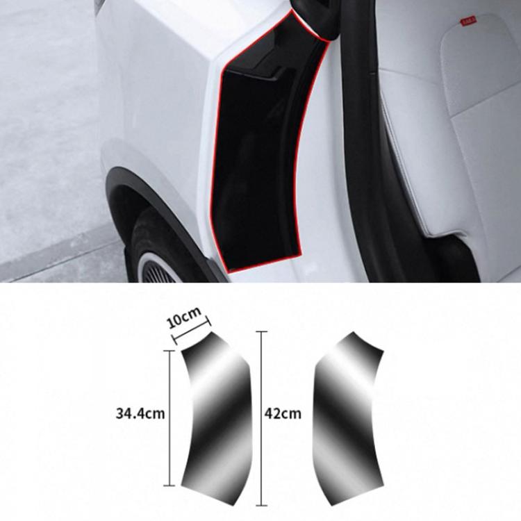 Black anti-scratch protective film set for rear inner door, curved precut panels