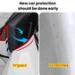 Rear inner door edge protective film shielding against impact at the door seam
