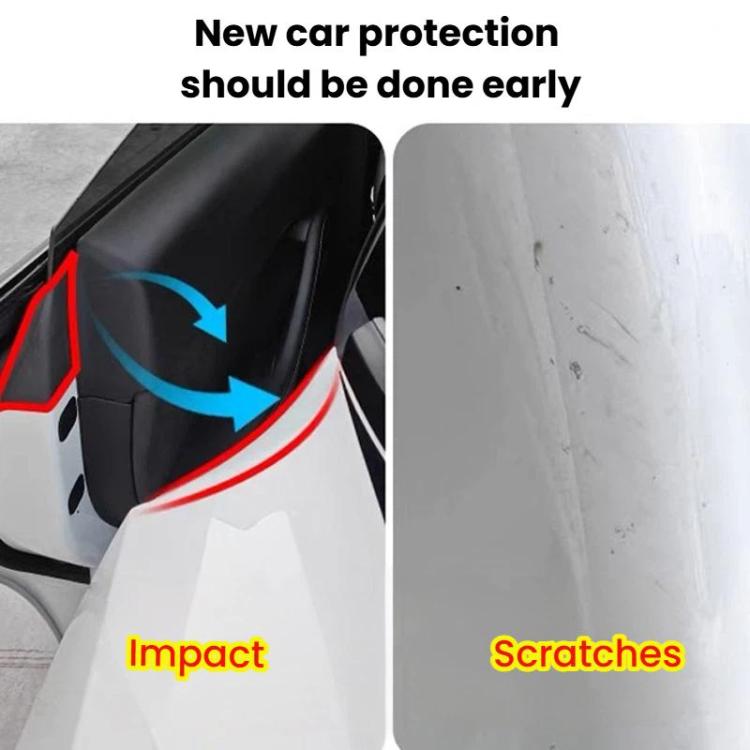 Rear inner door edge protective film shielding against impact at the door seam