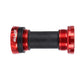 Red press-fit threaded bike bottom bracket cartridge with end cups
