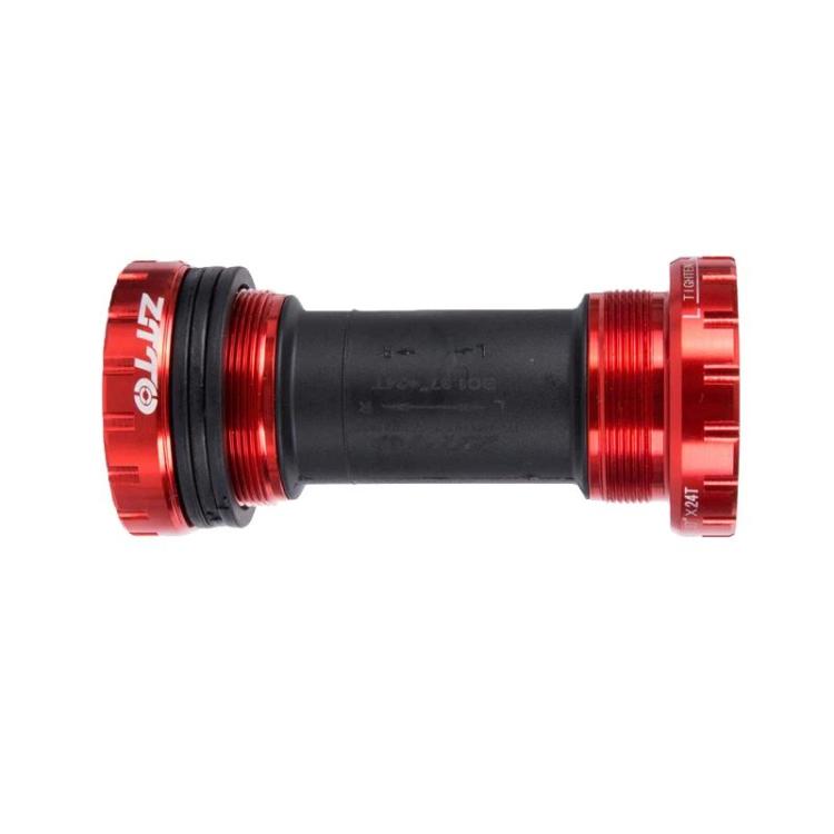 Red press-fit threaded bike bottom bracket cartridge with end cups