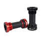 Red and black press-fit threaded bike bottom bracket cartridge with end caps