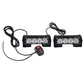 Two black LED warning light bars with clear lenses, controller switch, and power wires