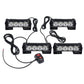 Car warning LED light set with four black light bars, cables, and remote switch