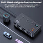 Car charger hub with 226W panel, three lighter sockets, and dual USB ports
