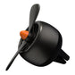 Black car air vent air freshener ornament with gray body and orange accent