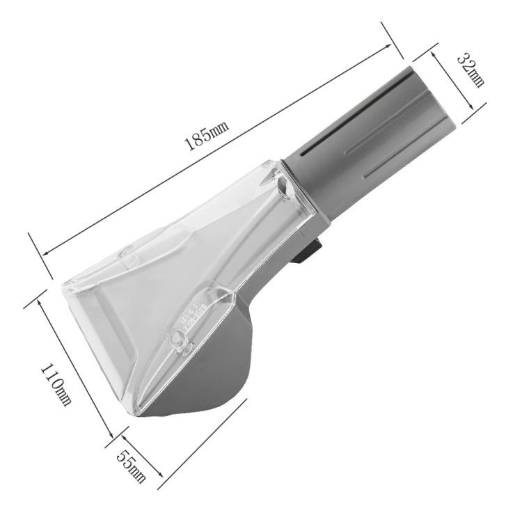 Hand-operated suction nozzle with clear triangular head and dark housing, Karcher Puzzi fit