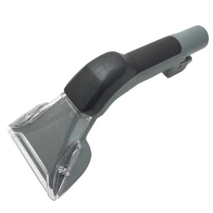 Spray vacuum cleaner handle nozzle with transparent squeegee head and dark grip