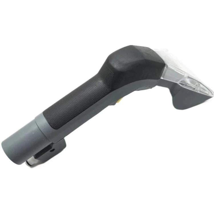 Spray vacuum cleaner handle with textured dark rubber grip and gray connector