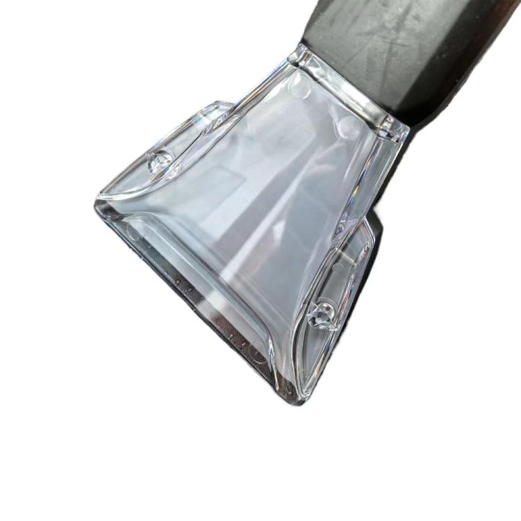 Spray vacuum cleaner squeegee head with clear plastic window and metal frame