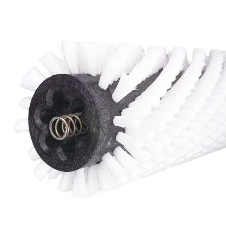 White soft bristle roller brush refill with black core and metal spring center