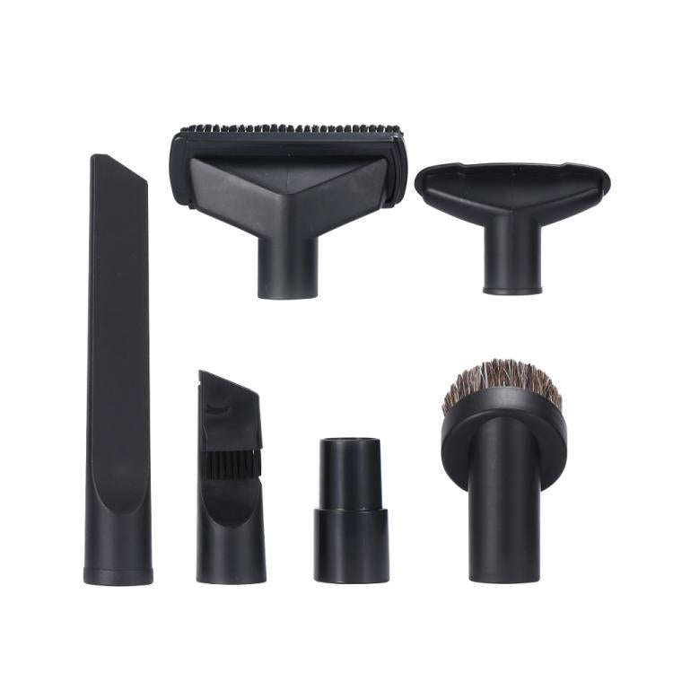 Vacuum cleaner brush set, six black vacuum attachments with brush and crevice tools