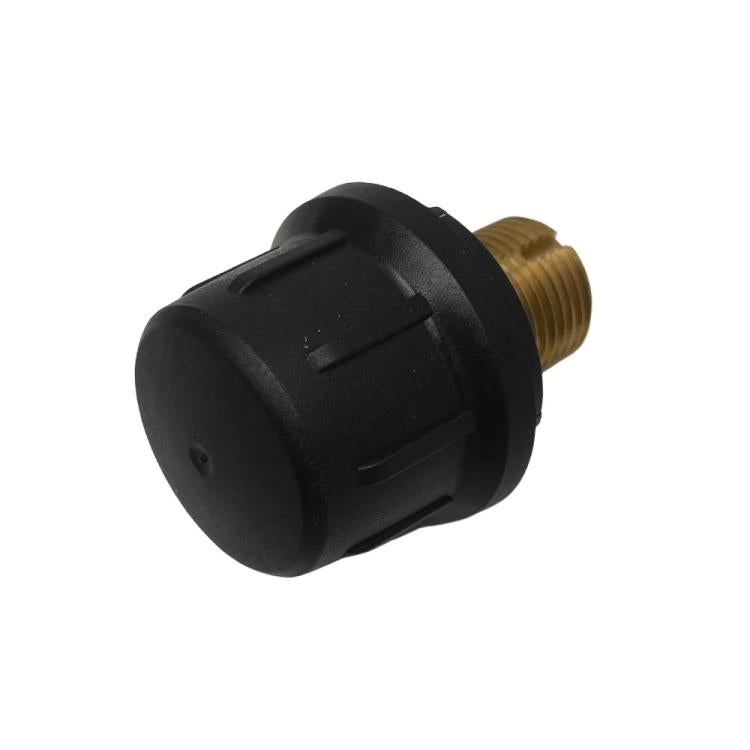 Steam cleaner safety valve cover with black housing and brass male thread