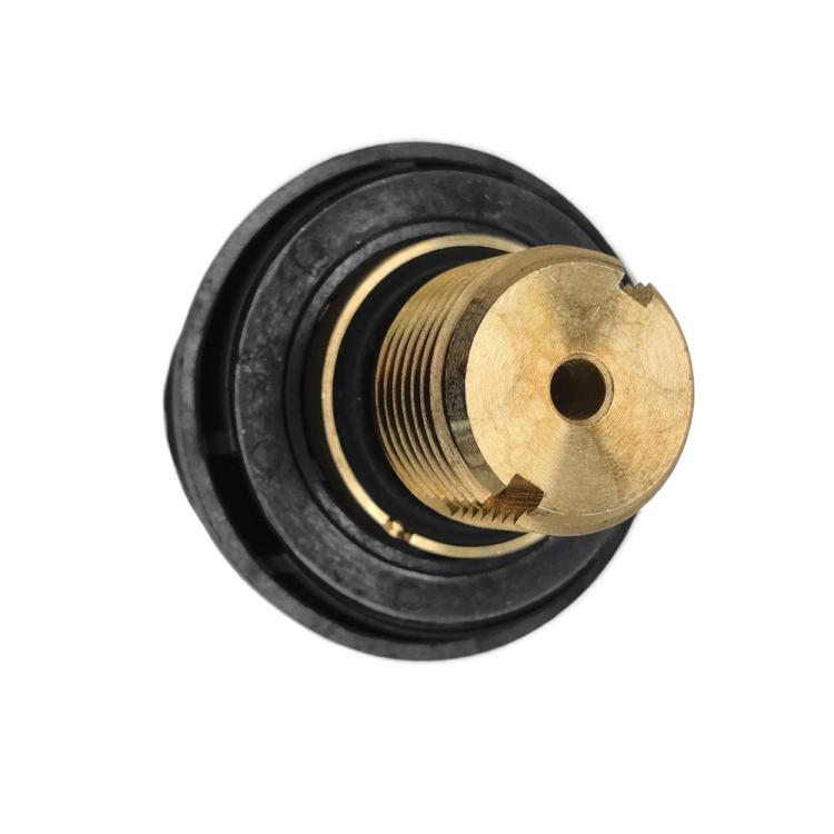 Steam cleaner safety valve cover with black seal ring and brass insert