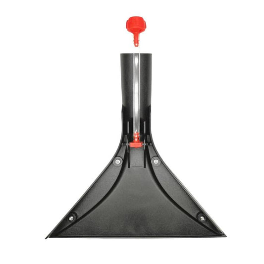 Triangular carpet brush head with black base and red release, for vacuum cleaning