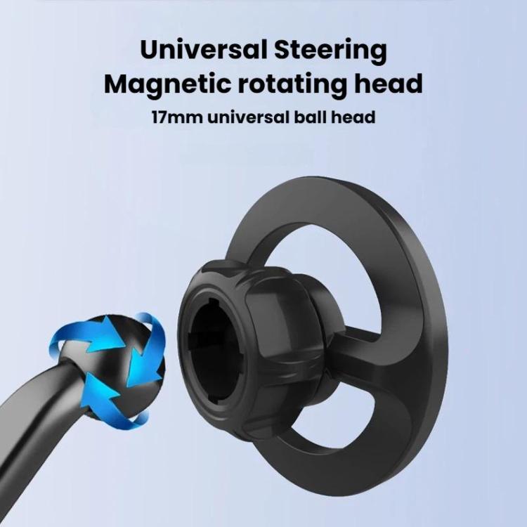 Black universal steering wheel magnetic rotating head with ring and ball joint