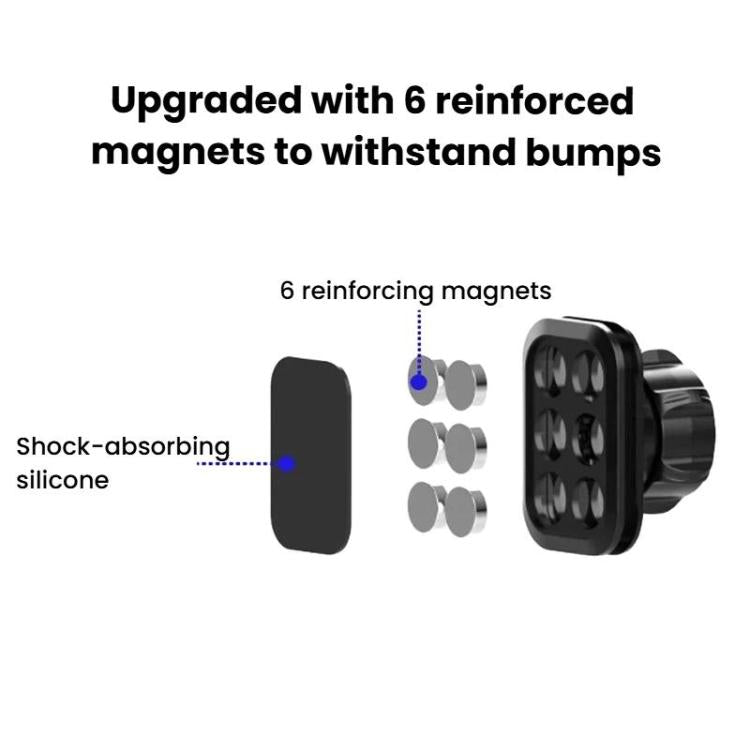Magnetic phone mount head with shock-absorbing silicone and reinforced 6 magnets