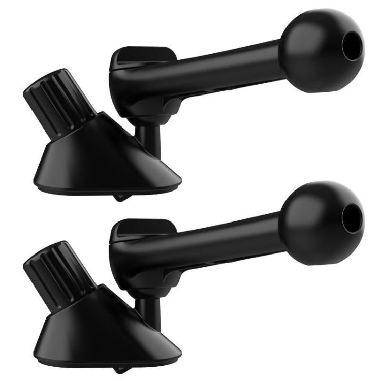 Pair of black snail-shaped car air-vent phone mounts with clip bases