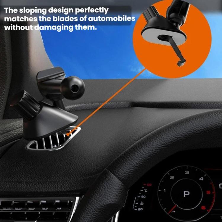 Black slanted car air-vent phone mount with vent clip and pivoting arm