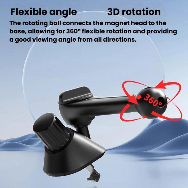 Black car air-vent phone mount with ball head 3D rotation and flexible arm