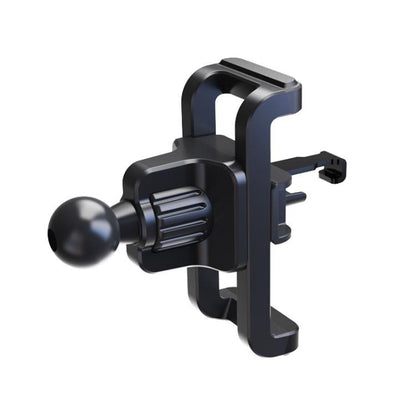 In-line clip car phone mount with adjustable arm and ball-style control, black
