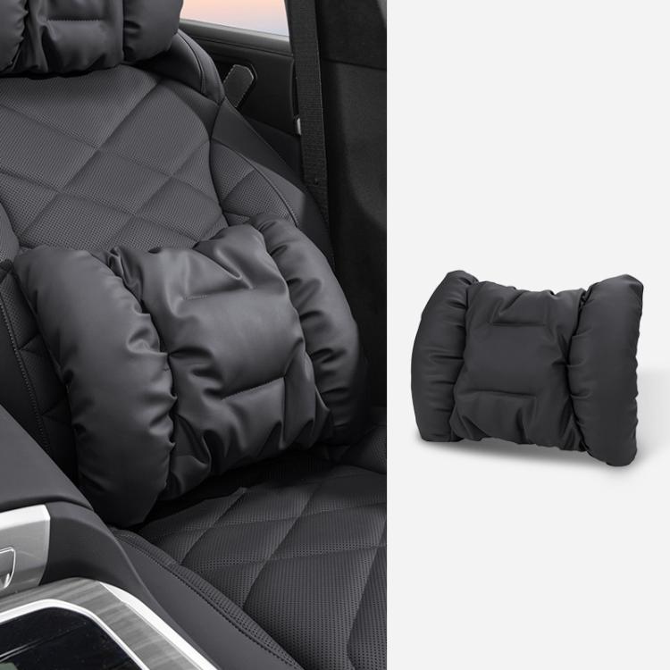 Car headrest and lumbar cushion set, dark gray padded rollers