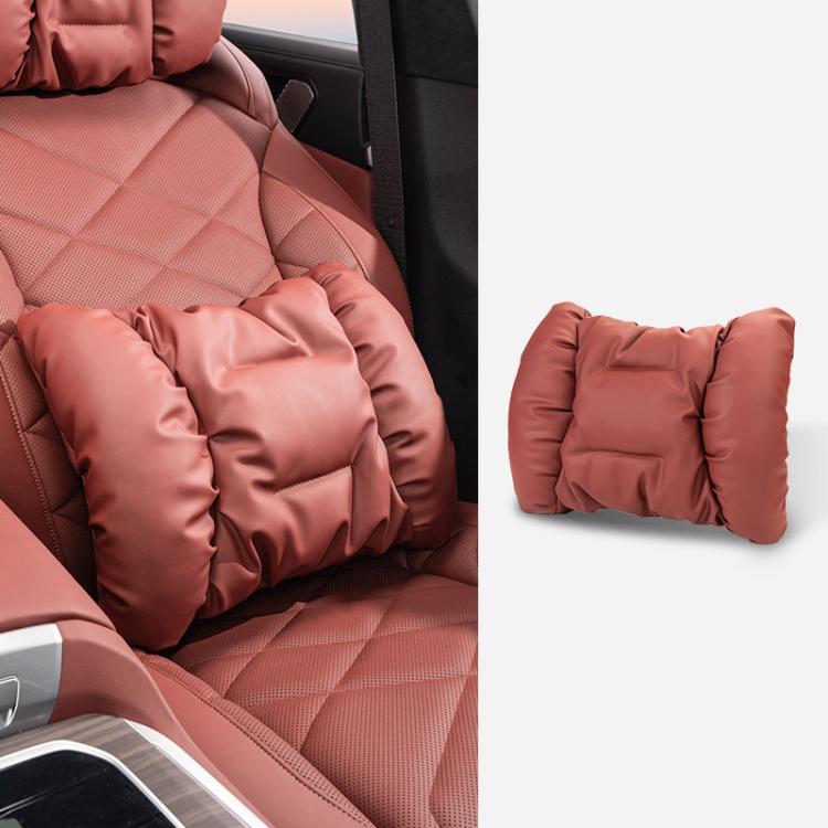 Car headrest and lumbar cushion set, red padded rollers