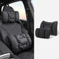 Two-piece car headrest and lumbar cushion set, dark gray padded
