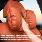 Car neck headrest pillow set in red, padded leather-look with stitched seams