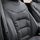 Car seat cushion pad set, dark gray quilted padding with stitched seams and corner panel