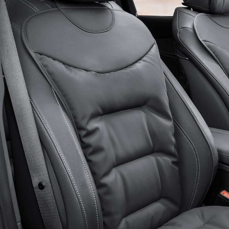 Car seat cushion pad set, dark gray quilted padding with stitched seams and corner panel