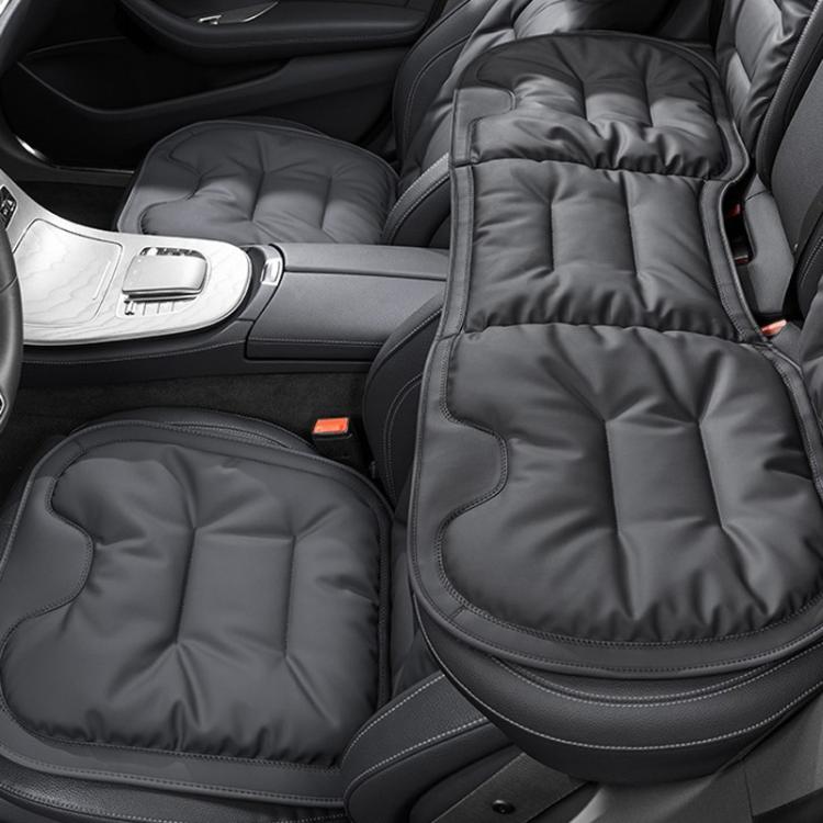 Car seat cushion pad set, dark gray quilted cushions with stitched borders on car seats