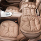 Car seat cushion set, thick quilted beige with non-slip backing and side stitching