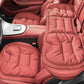Car seat cushion set, thick quilted red cushions with non-slip backing and padded seams
