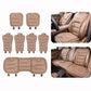 Car seat cushion set with multiple pieces, beige quilted pads with non-slip backing