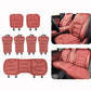 Car seat cushion set with multiple pieces, red quilted pads and non-slip bases