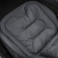 Thick quilted car seat cushion, dark gray with textured perforation and padded channels