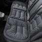 Car seat cushion set, thick quilted gray pads with perforated texture and non-slip base