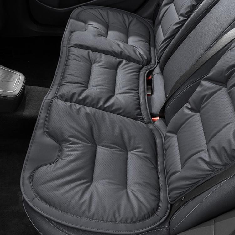 Car seat cushion set, thick quilted gray pads with perforated texture and non-slip base