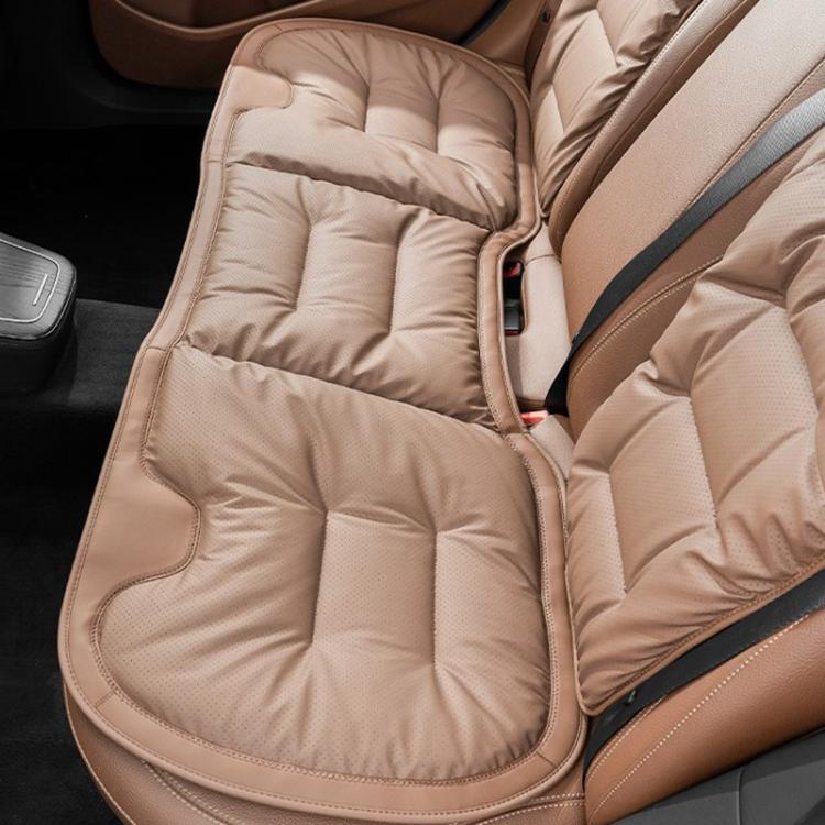 Front car seat cushion, tan quilted thick pad with non-slip backing