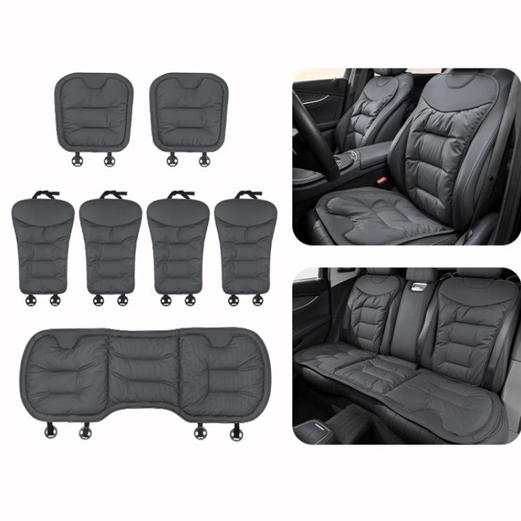 Black car seat cushion set, quilted thick pads for seat and headrest areas
