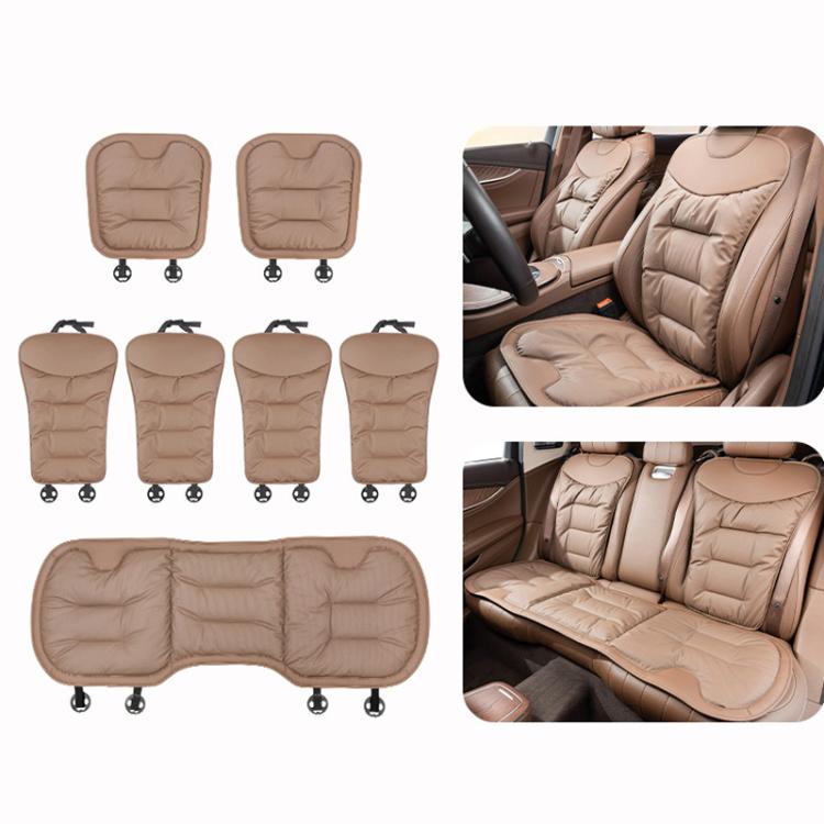 Tan car seat cushion set, quilted thick non-slip pads for seat and headrest areas