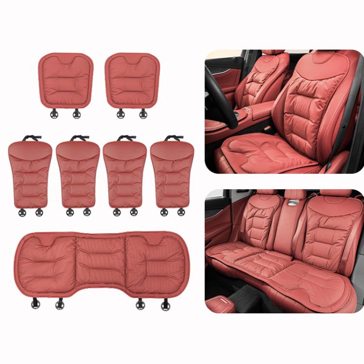 Red car seat cushion set, quilted thick non-slip pads for seat and headrest areas