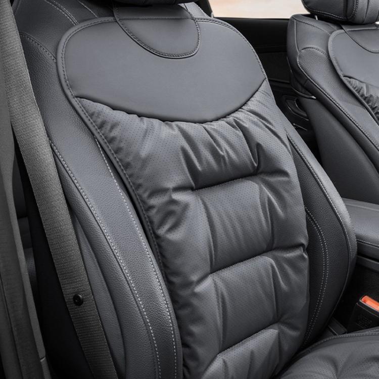 Car seat cushion, dark gray quilted thick pad with textured non-slip surface