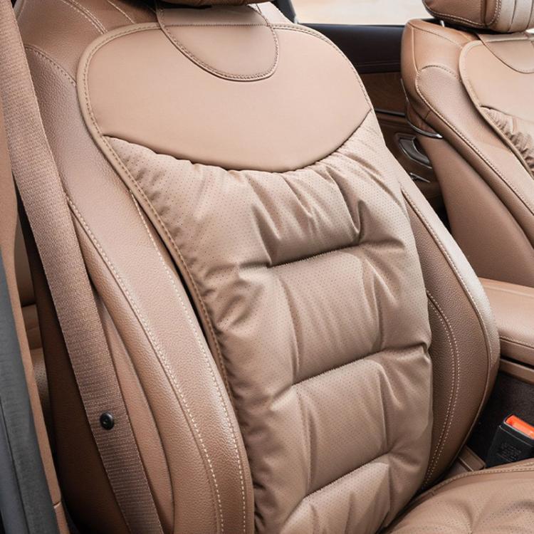 Car seat cushion, tan quilted thick pad with textured non-slip surface