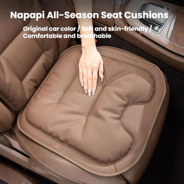 Thick padded car seat cushion with contoured padding and non-slip backing, front seat